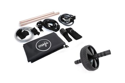 EXERCISE BAR & AB WHEEL BUNDLE.