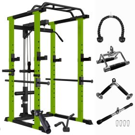 Multi-functional Power Cage with Adjustable Pullup Squat Rack