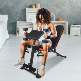 Adjustable Weight Bench with Preacher Curl Pad Resistance Bands