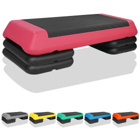 The Red Aerobic Step Platform with 4 Adjustable Risers.
