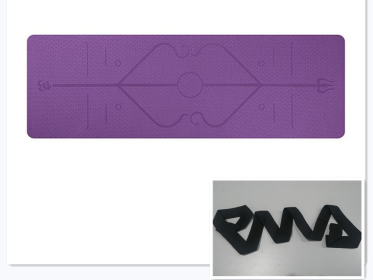 Non-Slip TPE Yoga Mat with Position Line (Option: Dark purple set)
