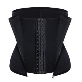 Amazon Zipper Three-Breasted Neoprene Corset (Option: black-XXXL)