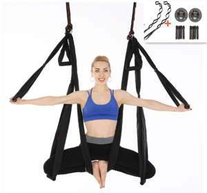 Anti-Gravity Yoga Hammock (Option: Black with Hangers straps)