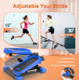 Mini Stepper with Resistance Bands and LCD Monitor (Color: Blue)