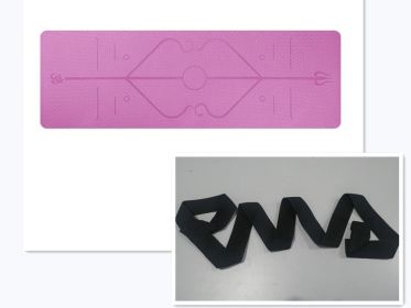 Non-Slip TPE Yoga Mat with Position Line (Option: Pink set)