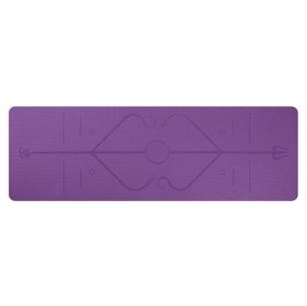 Non-Slip TPE Yoga Mat with Position Line (Option: Dark purple)