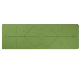 Non-Slip TPE Yoga Mat with Position Line (Option: Bamboo cyan)