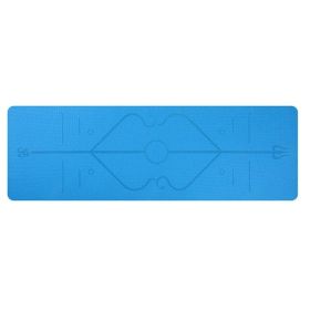 Non-Slip TPE Yoga Mat with Position Line (Option: Lake Blue)