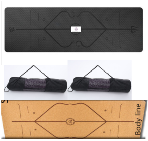 Non-Slip TPE Yoga Mat with Position Line (Option: Logo2set)