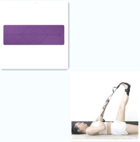 Non-Slip TPE Yoga Mat with Position Line (Option: 1set)