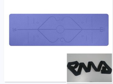 Non-Slip TPE Yoga Mat with Position Line (Option: Violet set)