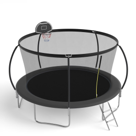 TRAMPOLINE PUMPKING STYLE WITH BASKETBALL HOOP (Color: Black)