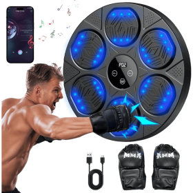 Wall Mounted Smart Bluetooth Musical Boxing Machine (Color: Black)