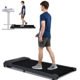 2 In 1 Under Desk Electric Treadmill. 2.5HP, Remote Control, Display, Walking, Running Machine. (Color: Black)