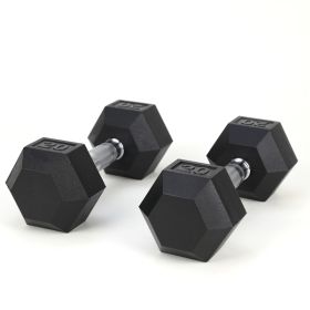 20LB 2 HDRS Rubber Coated Solid Cast Iron Dumbbells (Option: 20LB)