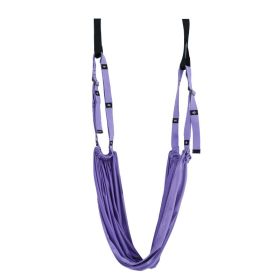 Adjustable Aerial Yoga Strap. Elastic Door Hanging Yoga Belts. Hammock Swing Fitness Handstand Rope. Training Device for Women.. (Color: Purple)