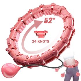 Smart Weighted Hula Hoops, Fitness Weight Loss Gear, With Detachable Knots & Adjustable Weights. (Color: pink, size: 24 Konts)