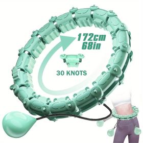 Smart Weighted Hula Hoops, Fitness Weight Loss Gear, With Detachable Knots & Adjustable Weights. (Color: Mint Green, size: 30 Konts)