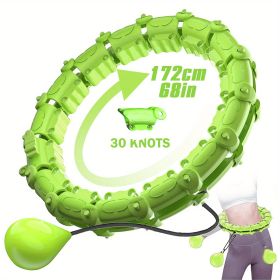 Smart Weighted Hula Hoops, Fitness Weight Loss Gear, With Detachable Knots & Adjustable Weights. (Color: Green, size: 30 Konts)