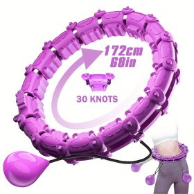 Smart Weighted Hula Hoops, Fitness Weight Loss Gear, With Detachable Knots & Adjustable Weights. (Color: Purple, size: 30 Konts)