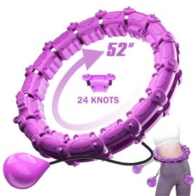 Smart Weighted Hula Hoops, Fitness Weight Loss Gear, With Detachable Knots & Adjustable Weights. (Color: Purple, size: 24 Konts)