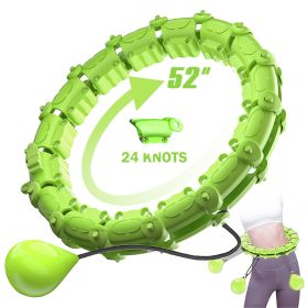 Smart Weighted Hula Hoops, Fitness Weight Loss Gear, With Detachable Knots & Adjustable Weights. (Color: Green, size: 24 Konts)