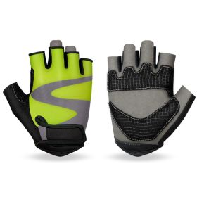 OZERO Men's Cycling Fingerless Gloves. (Color: Green, size: XL)