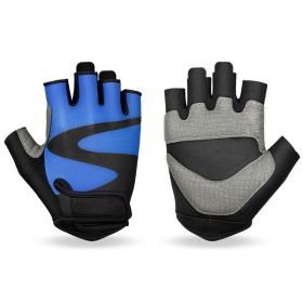 OZERO Men's Cycling Fingerless Gloves. (Color: Blue, size: S)