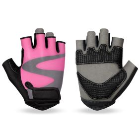 OZERO Men's Cycling Fingerless Gloves. (Color: pink, size: L)