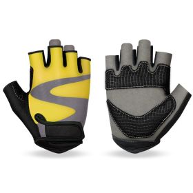 OZERO Men's Cycling Fingerless Gloves. (Color: Yellow, size: S)