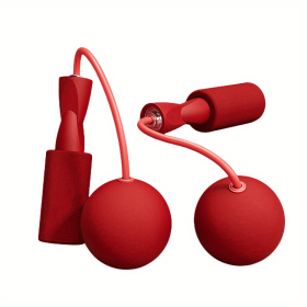 1pc Cordless Jump Rope with Weighted Ball. Skipping Rope for Sports Training. (Color: Big Ball - Red)