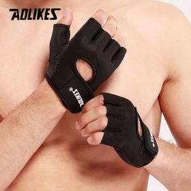 Aolikes 1pair Unisex Fitness Workout Gloves for Weightlifting, Cycling, Exercise, Training, Pull Ups, Fitness Climbing and Rowing. (Color: Black Grey, size: S)