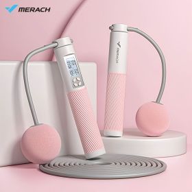 MERACH Wireless Jump Rope. Adjustable Skipping Rope with Counter for Adults and Kids. For Fitness, Boxing and Exercise (Color: Pink/Cord/2 Function Button/No Bearing)