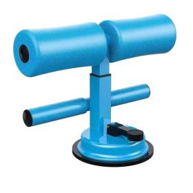 Sit Up Bar. Portable Sit Up Exercise Equipment with Strong Suction Cups and Adjustable Foot Holder. (Color: Blue)
