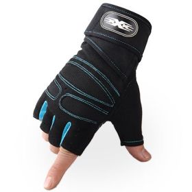 Half Finger Lifting Gloves, Weight, Exercises, Body Building, Training, Sport, Gym, Fitness Gloves for Men and Women (Color: Sky Blue, size: L)