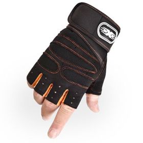 Half Finger Lifting Gloves, Weight, Exercises, Body Building, Training, Sport, Gym, Fitness Gloves for Men and Women (Color: orange, size: M)
