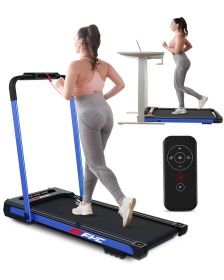 FYC Under Desk Treadmill. 2 in 1 Folding Treadmill for Home. 300LBS Weight Capacity. Free Installation Foldable Treadmill. (Color: Blue)
