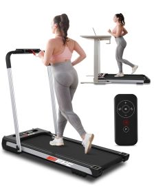 FYC Under Desk Treadmill. 2 in 1 Folding Treadmill for Home. 300LBS Weight Capacity. Free Installation Foldable Treadmill. (Color: Silver)