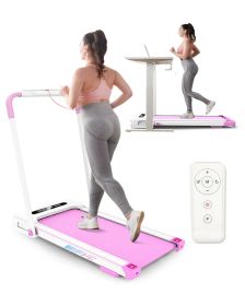 FYC Under Desk Treadmill. 2 in 1 Folding Treadmill for Home. 300LBS Weight Capacity. Free Installation Foldable Treadmill. (Color: pink)