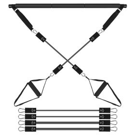 Pilates Bar Kit with 180 Lbs. Resistance Bands, Multifunctional Pilates Yoga Toning Bar, Full Body Exercise. (Resistance: 180lbs)