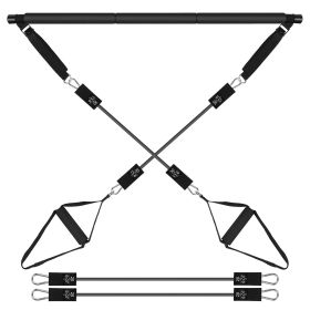 Pilates Bar Kit with 180 Lbs. Resistance Bands, Multifunctional Pilates Yoga Toning Bar, Full Body Exercise. (Resistance: 100lbs)