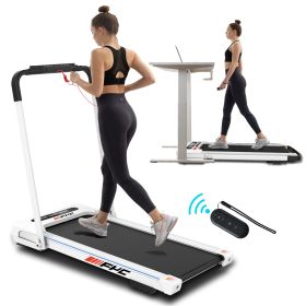 2 in 1 Under Desk Treadmill. 2.5 HP Folding Treadmill for Home. Compact, Installation-Free Foldable Treadmill. (Color: White)