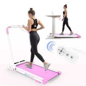 2 in 1 Under Desk Treadmill. 2.5 HP Folding Treadmill for Home. Compact, Installation-Free Foldable Treadmill. (Color: pink)