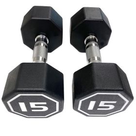 Octagon Dumbbell for Commercial and Home Fitness Use. (Weights Available: 15LB, Color: Black)