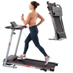 FYC Folding Treadmill for Home with Desk. 2.5HP Compact Electric Treadmill for Running and Walking for Small Spaces. (Color: Grey)