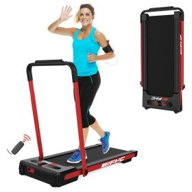 2 in 1 Under Desk Treadmill. 2.5 HP Folding Treadmill for Home. Compact, Installation-Free Foldable Treadmill. (Color: Red)