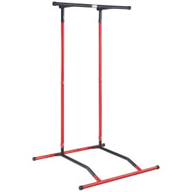 VEVOR Power Tower Dip Station. 2-Level Height Adjustable Pull Up Bar Stand. (Color: Black Red)