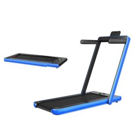 2 in 1 Folding Treadmill with APP Speaker Remote Control. 2.25HP (Color: Navy)