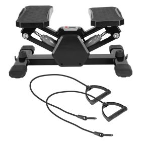 Mini Stepper Stair Stepper with Resistance Bands. Quiet Workout Stepper with Digital Timer. Max 330.7 Lbs. Load for Home. (Color: Black)