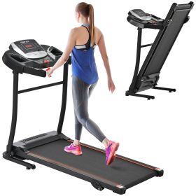 Folding Electric Running Treadmill. 2.5HP Motor, 300LBS Weight Capacity. 3 Level Incline, 12 Preset Programs for Walking and Running. (Material: Metal, Color: Black)